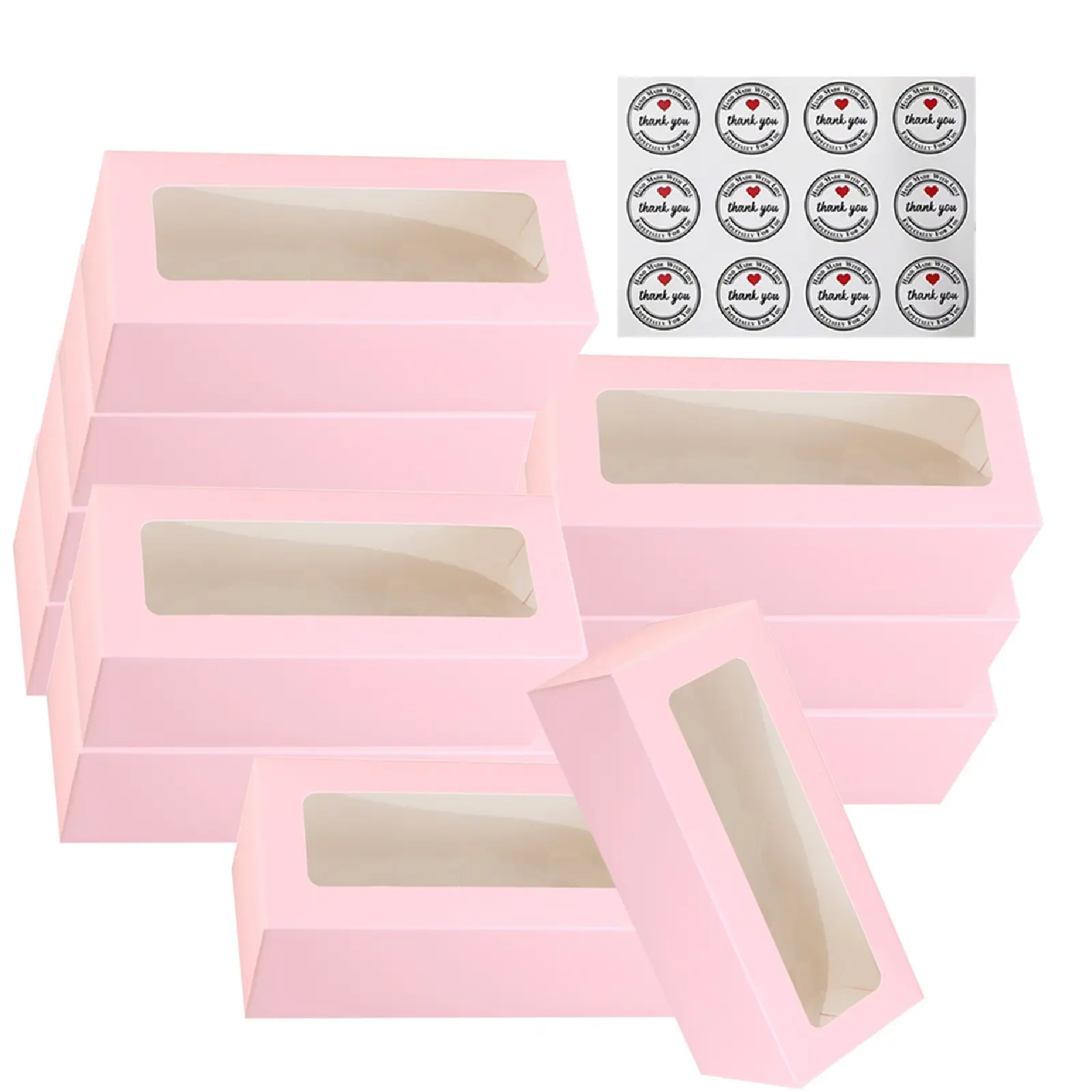 Bakery Boxes,8.7'x3.15'x3.15'  Cookie Boxes with Window for Chocolate Covered Strawberries, Desserts, Cookies, with Stickers