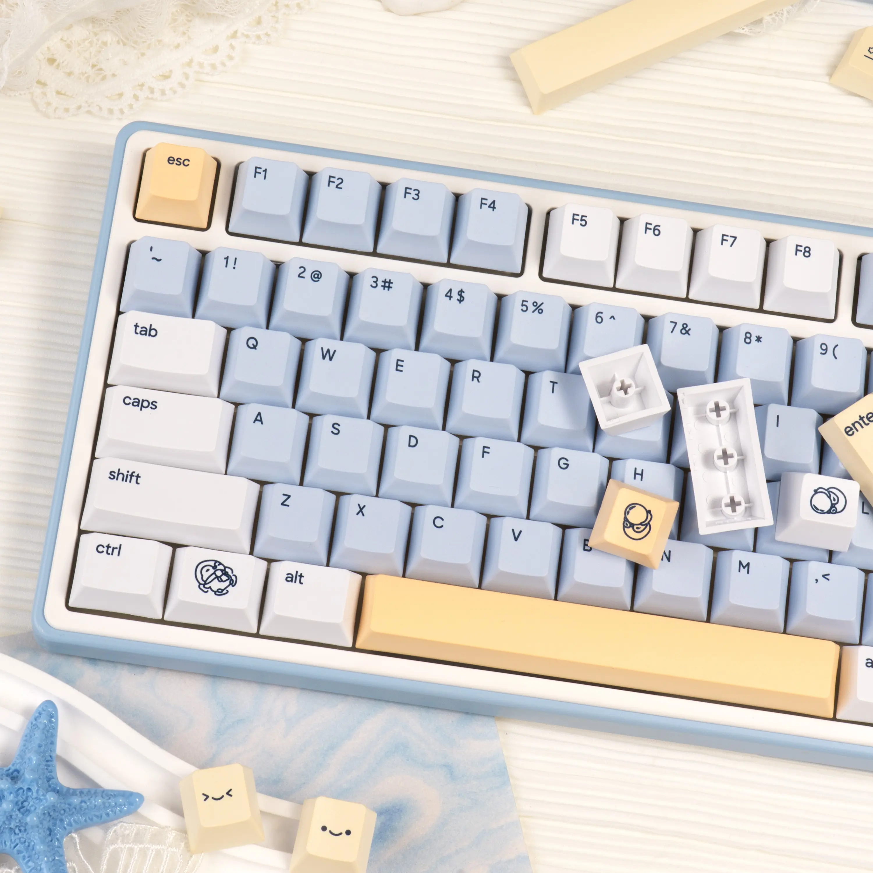 134 Keys Little Penguin PBT Keycaps 5-Side Dye-Sublimation Cherry Profile Custom KeyCaps, Durable Keycap Set for Cherry MX Switches Mechanical Gaming Keyboards (60%/65%/75%/80%/100% Layout)
