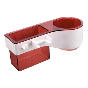 Japanese-Style Wall-Mounted Bathroom Storage Rack - Plastic, Red & White, Suction Installation, Home Organizer