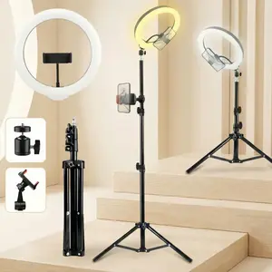 12" Adjustable Selfie Light with 43" Extendable Tripod & Phone Holder – Portable Dimmable LED Fill Light for Video  Recording, Gaming, Makeup, TikTok, Live Stream, Vlogging & Content Creation#Easter Day#SummerVibes