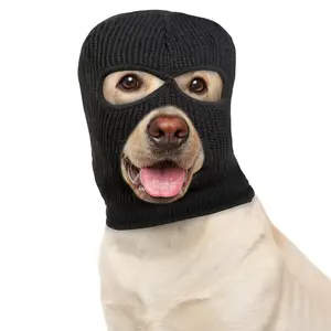 1pc Dog Thief Mask & Earmuffs - Noise-Canceling Warm Hat with Balaclava, Soft Knitted Costume for Halloween, Christmas, Themed Parties - All-Season Comfort for Medium & Large Dogs (Adjustable, Breathable, Secure Fit)  dog  products