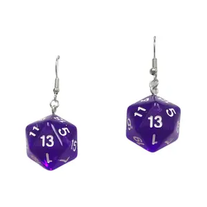 Purple D20 Dice Earrings