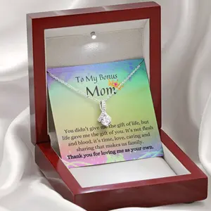 Bonus Mom Necklace, Stepmom Gifts For Mother’s Day, Birthday and Christmas Present for Unbiological Mom