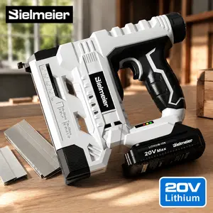 Bielmeier 20V 4V Cordless 2-in-1 Stapler Nailer Lightweight Safety Striker Guard Battery Charger Included 1600 2000 Nails Staples for Carpentry Upholstery DIYers Gift