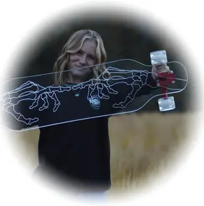 Ghost Boards Platypus Clear 40 Inch Longboard with Skeleton Fingers Design - Ideal for Cruising and Carving
