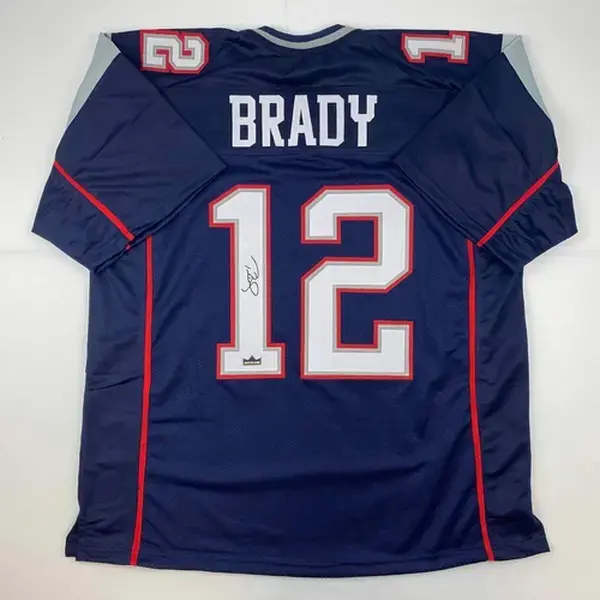 Facsimile Autographed Tom Brady New England Blue Reprint Jersey