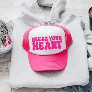 Bless Your Heart, Sassy, Funny, Bright Pink Snapback Trucker Hat, Sassy Graphic Otto Hats