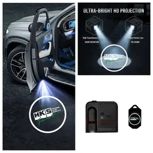 2PCS HKS Logo Welcome Light, No-Drill Install Car Door Projector Ambient Light Sticker, Universal Fit for Most Vehicle Models