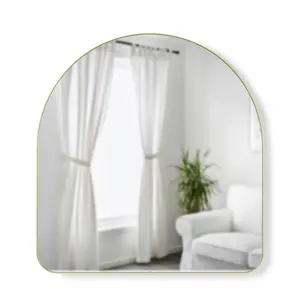Umbra Hubba Arched Wall Mirror, Metallic Frame, Enhances Light & Space, Easy Installation, Decorative for Elegant Rooms