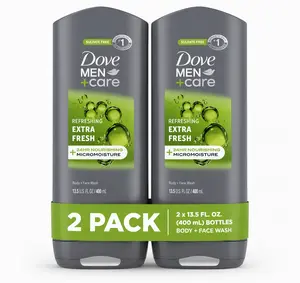 Dove Men Body Wash Extra Fresh 400ml (2-Pack) | Refreshing Scent | Hydrating Daily Shower Gel