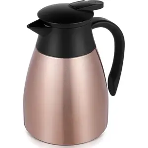 34 Oz Thermal Coffee Carafe, Stainless Steel Insulated Vacuum coffee crafts to keep coffee hot, 1 Liter  Water Coffee and Beverage Dispenser (Copper)