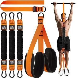 Pull Up Assistance Band Set, 275lbs Heavy Duty Resistance Band for Pull Up, Adjustable Resistance Band with Fabric Feet/knee Rest for Strength Training, Fitness Equipment for Home Gym Workout
