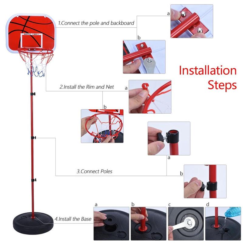 150CM Basketball Hoop Outdoor Indoor Sports Steel Pole Basketball Stand Adjustable Height Basketball Toy