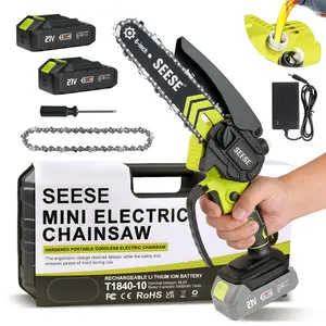 SEESE 6 Inch Brushless Chain Saw Oil System with  Batteries (2000mAh) - Portable Electric Cordless Saw for Wood Cutting, Pruning, Gardening, Camping - Suitable for Seniors, Women Holiday gifts