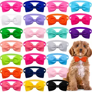 20Pcs New Solid Colours Dog Bowtie Bulk Solid Bow Ties Collar for Cute Medium Small Dogs Cats Summer Pet Dog Bows Grooming Accessories