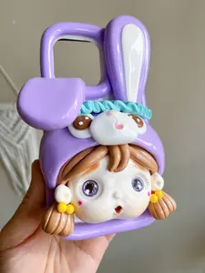 Cute girl rabbit clay phone case handmade girl's gift birthday gift iphone  case  indo Screen Protector Smartphone Sun Cover Cellphone Casing Protection Protective Shockproof phone cases labubu phone case