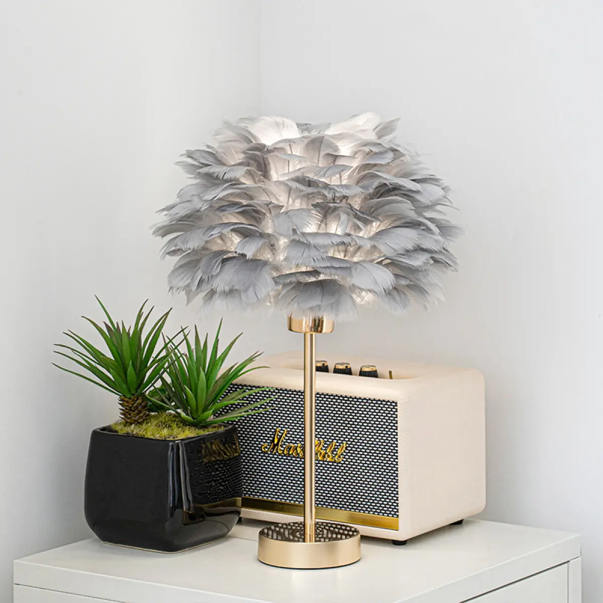 Style C Gray Feather Lamp