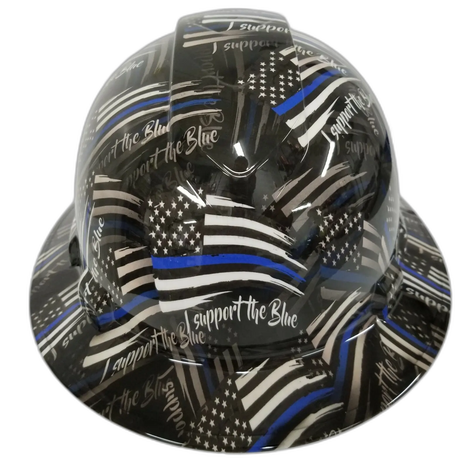 Thin Blue Line Law Enforcement - Custom Hydro Dipped Full Brim Hard Hat