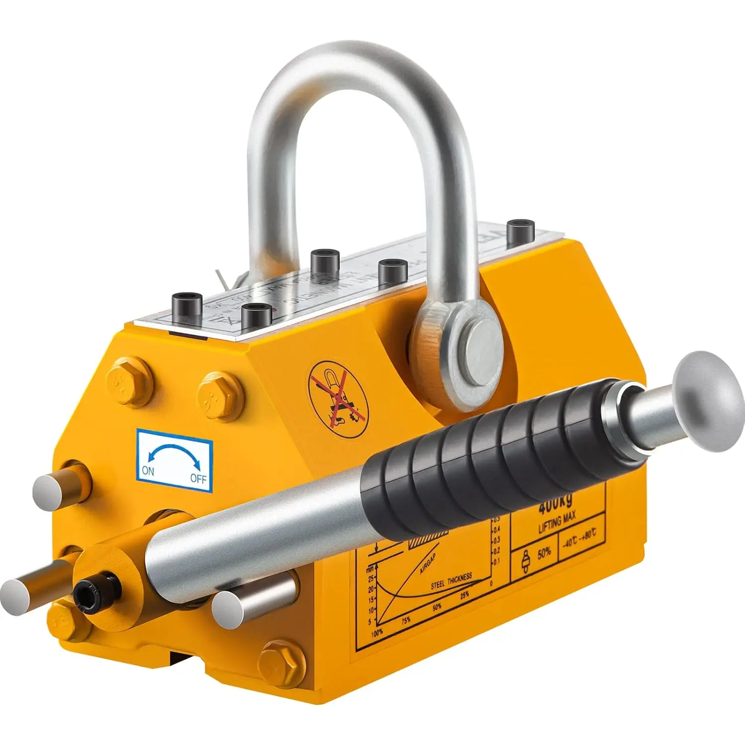 VEVOR Lifting Magnet with Release, 880 LBS Pulling Force – Steel Magnetic Lifter, Heavy Duty Neodymium – Permanent Lift Magnets, for Hoist, Shop Crane, Block, Board