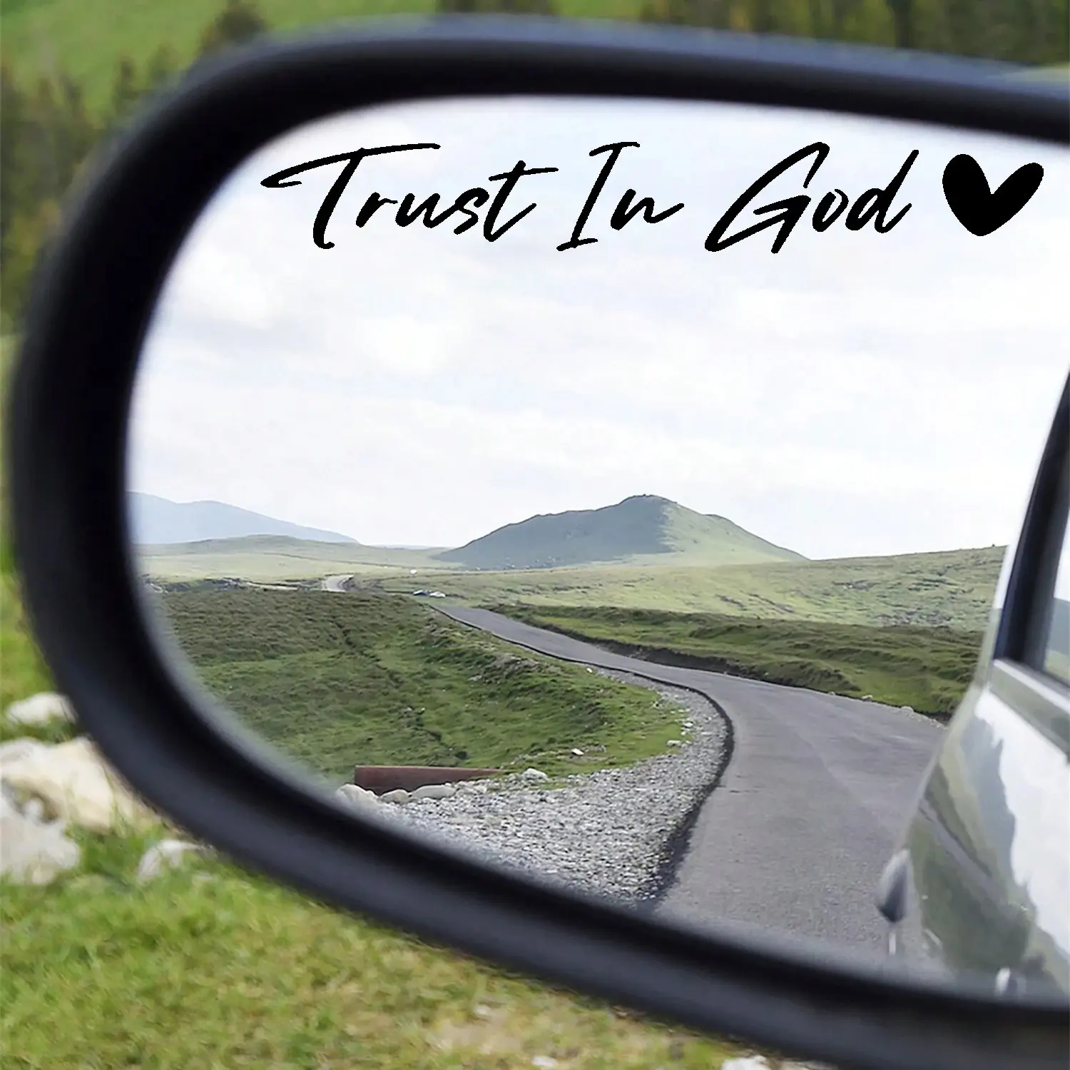 [Pack of 2pcs]Trust in God Heart Letter Pattern Car Rearview Mirror Sticker, Holographic Car Mirror Decal, Cute Decals for Window, Mirror, Tumbler, and Water Bottle,Cute Gift