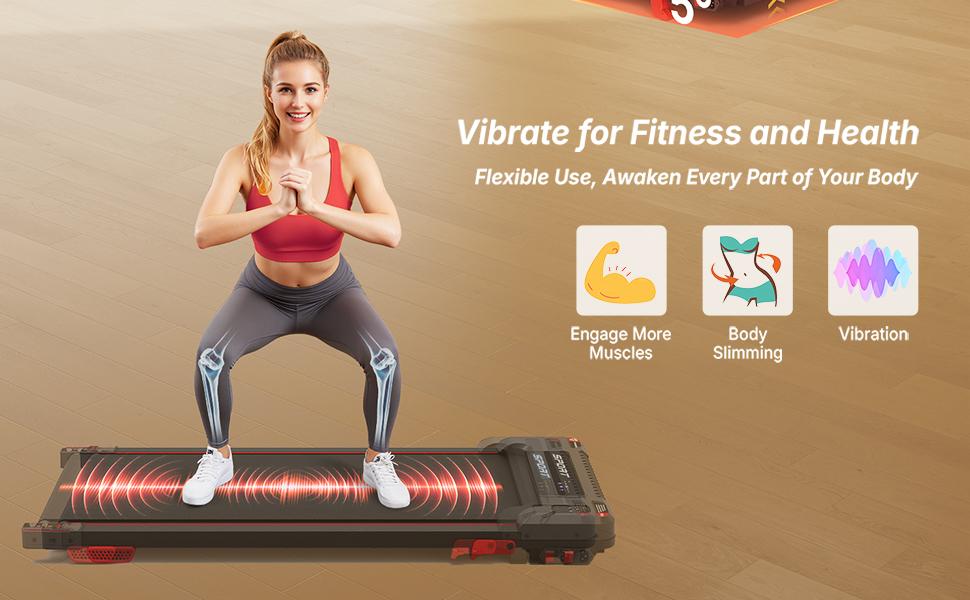 【StepIntoSpring】Walking Vibration Pad with 5% Incline, 2.5HP Under Desk Treadmill for Home & Office, 3 in 1 Portable Walking Pad with Soothing Massage, 330 Lbs Capacity, LED Display, Remote Control, ME