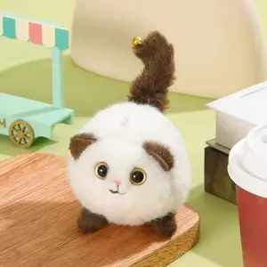 Pull String Cat Toy, Plush Interactive Pet Plaything, Tail Wags & Spins, Fun Moving Doll for Kids, Soft Stuffed Animal Gift Idea
