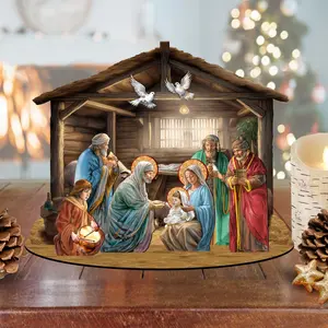 Designocracy 852763-07 6.5 in. Nativity Scene Decorative Village Holiday Decor, Ornate Religious-Themed Hand-Crafted Religious Art Decorative Miniatures, Ornate Religious-Themed Miniatures