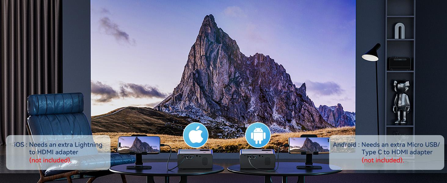 CiBest Mini Projector, 2025 New 1080P Full HD Portable Video Projector with 80% Lower Fan Noise, 200" Giant Screen Home Theater Movie Projector for Outdoor/Indoor Use, Compatible with TV Stick/PS5/USB/HDMI