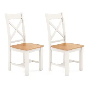 COSTWAY - Wooden Dining Chairs Set of 2 with High Back and Rubber Wood Frame-Natural