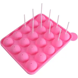 20 Cavity Silicone Pink Lolly Pop Party Cupcake Baking Mold Cake Pop Stick Mold Tray