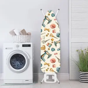 Sewing Machine Pattern Print Ironing Board Cover Durable Stain Resistance Insulated Ironing Board Dust Cover with Elastic Edge Ironing Board Protector Home Decor for Men Women Ironing Accessories Heat Reflective