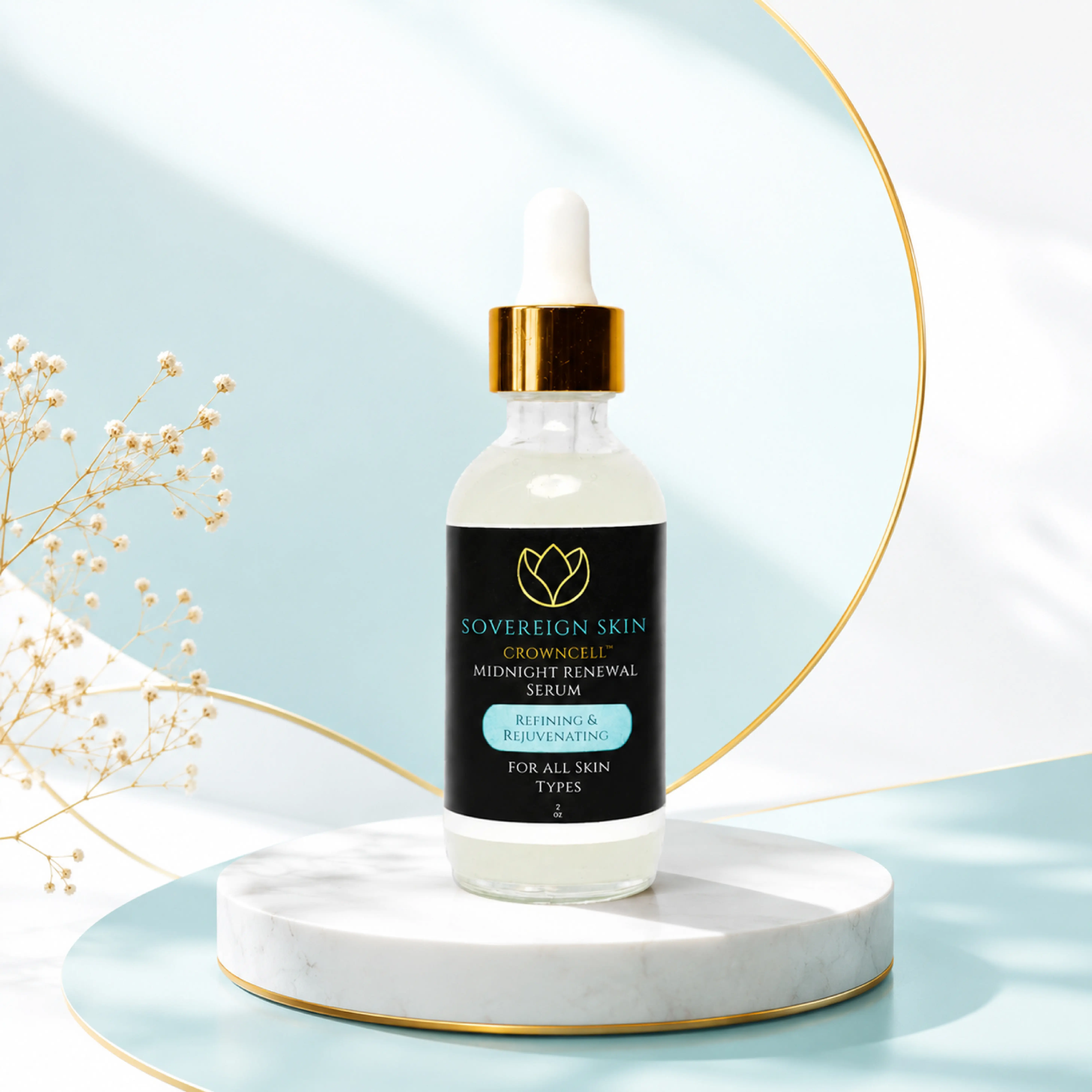 Sovereign Skin CrownCell Midnight Renewal Retinol Serum Encapsulated Retinol Night Serum | Anti-Aging Skin Renewal Treatment for All Skin Types