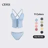Cider Gingham Tankini Bikini Set – V-Neck Bowknot 2-Piece Swimsuit with Tummy Control， Lettuce Trim Detail for Beach Vacations & Pool Parties