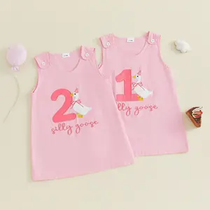 Afunbaby Toddler Baby Girl Goose Dress Birthday Outfit Doll Collar Sleeveless A-Line Girls Summer Dress Kids Clothes