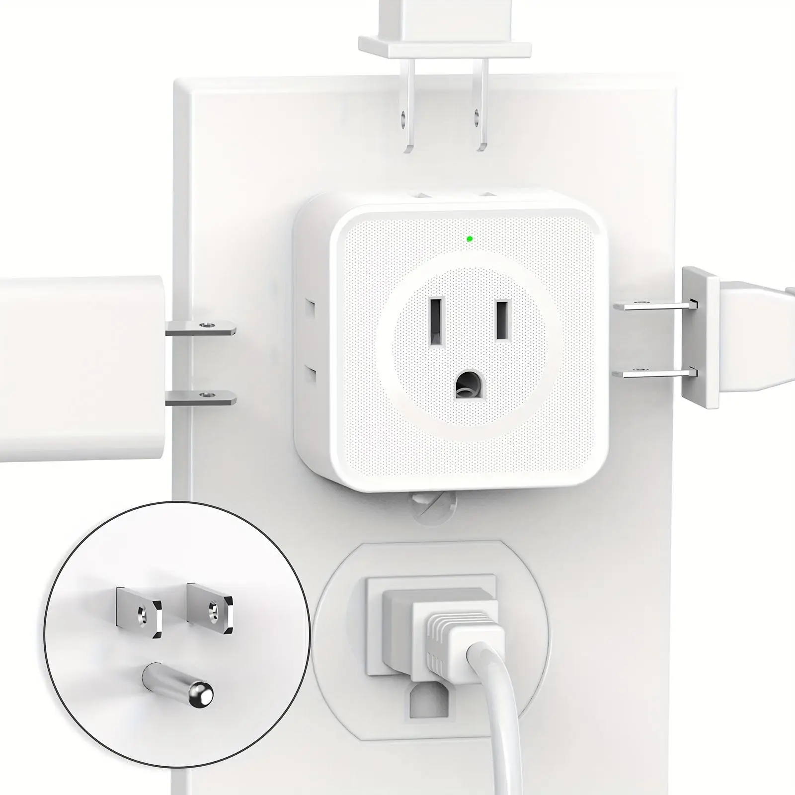 1Pack Multi Plug Outlet Splitter, Multiple Outlet Extender Adapter with 5 Outlets, Side Outlet Splitter Box for Cruise, Travel, Office, Dorm Essential