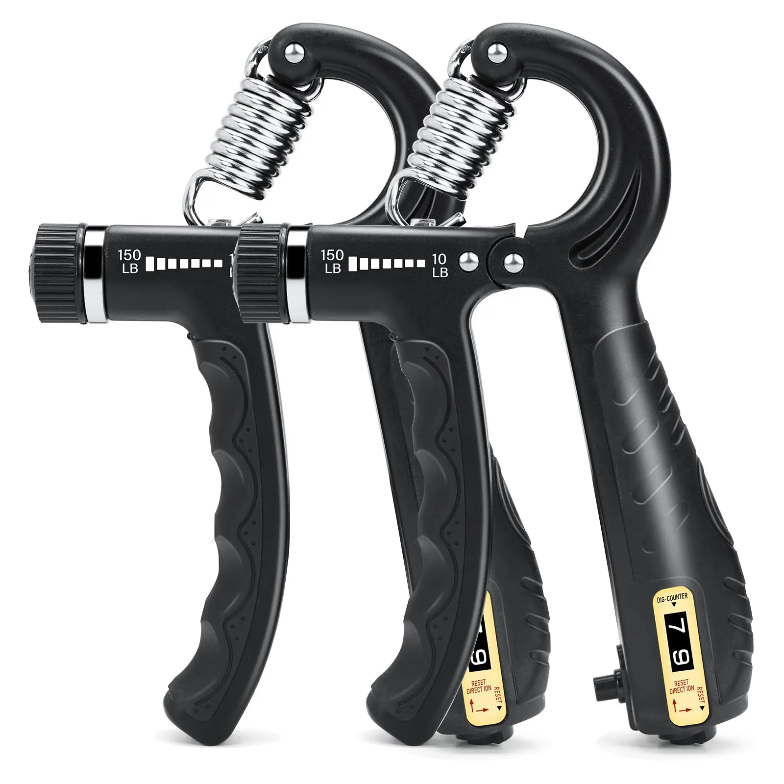 2 Pack Grip Strength Trainer, Adjustable Resistance 10-150 lbs Hand Gripper, Non-Slip Gripper, Hand Grip Strengthener for Muscle Building and Injury Recovery for Athletes