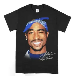 Vintage 90s 2pac Tupac Shakur Tshirt, Tupac Big Face Head Vintage Style Graphic Hip Hop T-Shirt, Retro Unisex Cotton Shirt B08 Casual Comfort