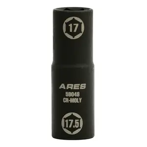 ARES 59048 - 1/2-inch Drive 17 x 17.5mm Half Size Lug Nut Flip Socket