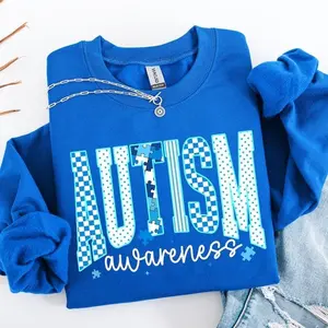 [Sale Up To 50%] Autism Awareness Sweatshirt, FAUX Patchwork Inclusion Sweater, Retro SPED Teacher Gift, Neurodiversity Autism Support Crewneck, streetwear graphic tee
