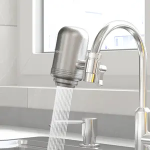 VORTOPT  faucet water purifier with 5-level activated carbon filter for direct drinking purified water, stainless steel faucet filter for sink -500 gallon faucet water purifier