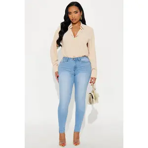She's Fire Stretch Skinny Jeans - Light Wash