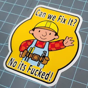 Bob the builder. Can we fix it Sticker Decor Decorative Vinyl Tiles Sticker Hat Print