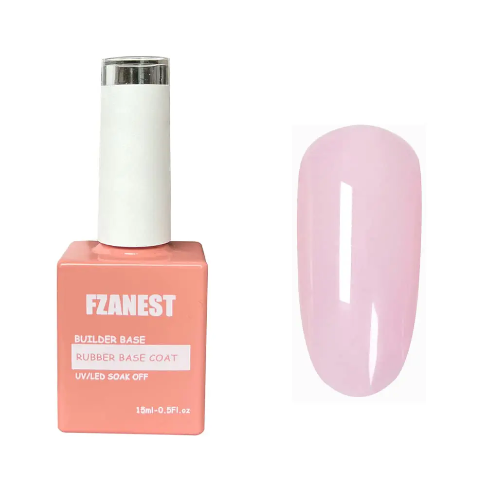 FZANEST Milky Pink Gel Nail Polish, Builder Rubber Base Gel for Nail Thickening, Nail Strengthener Extension Natural Nails, Brush On Builder Gel In a Bottle UV LED Gel