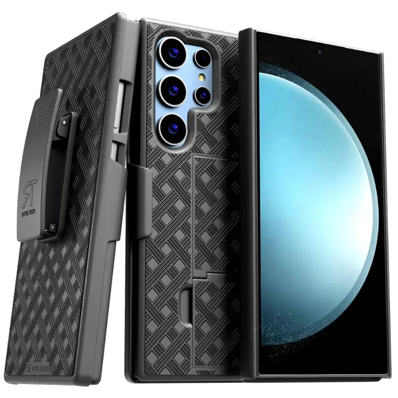 Rome Tech Belt Clip Holster Case for Samsung Galaxy S23 Ultra – Rugged Dual-Layer 360° Drop Protection, Non-Slip TPU + PC Armor, Foldable Kickstand, Raised Bezel Screen & Camera Protection, 180° Rotating Belt Clip