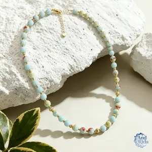 Dopamine Color Natural Stone Bead Necklace Clavicle Chain Perfect Birthday Gift for Her Elegant and Unique Jewelry