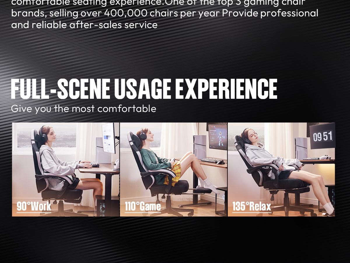 Dowinx Fabric Gaming Chair, Ergonomic Computer Chair with Footrest and Pocket Spring Cushion, Height Adjustable Video Gamer Chair with Lumbar Support for Adults