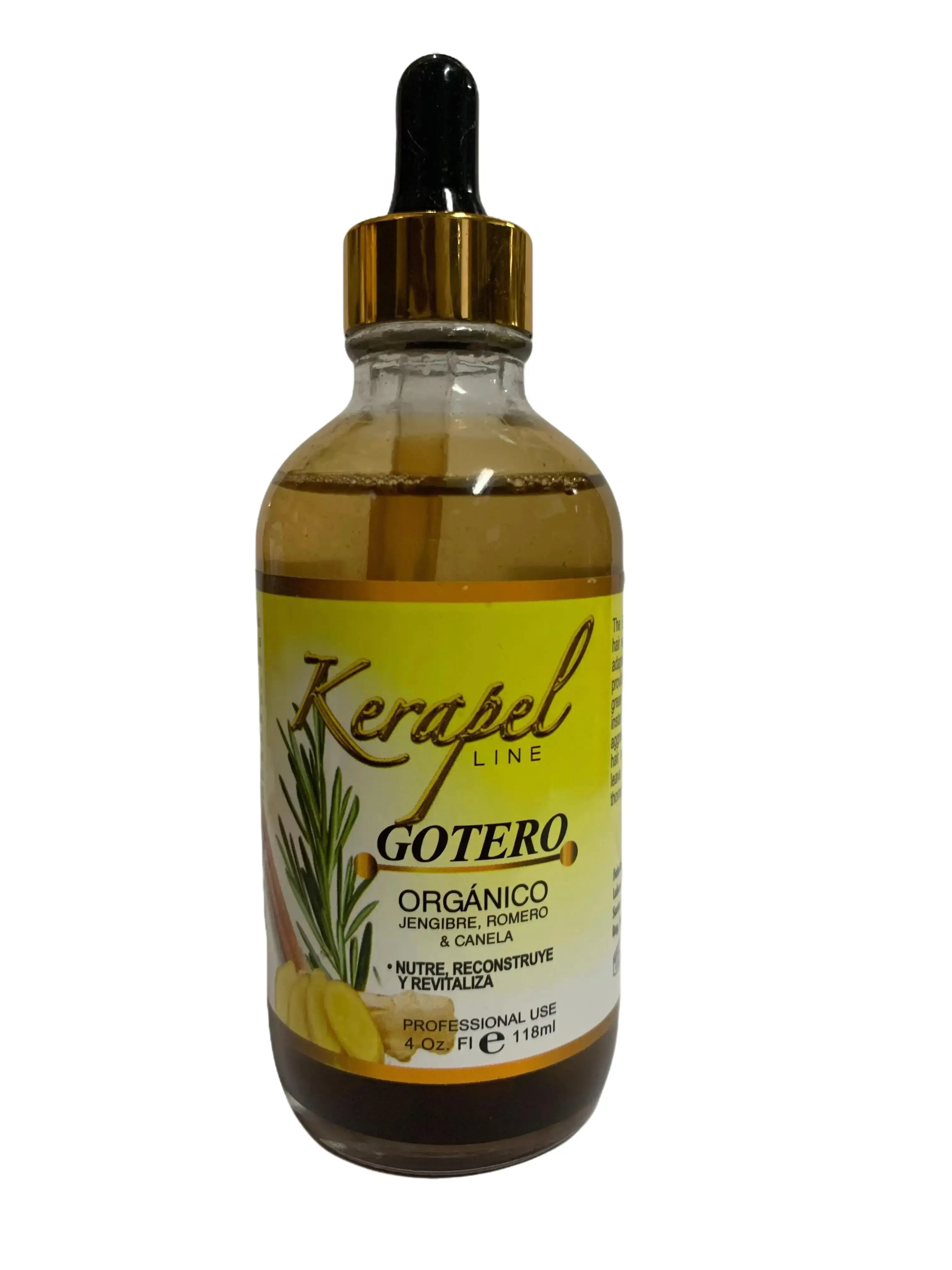 Kerapel Line Gotero Organico, Jengibre, Romero, y Canela 4oz Haircare Blend