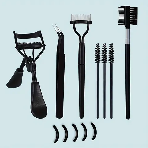 Eyelash Curler Set, Eyelash Curler & Silicone Pad & Eyebrow Brush & Tweezers, Professional Beauty Makeup Tools for Women Eyelash Curlers Spoon, Curling Lashes, Includes Lash Tools