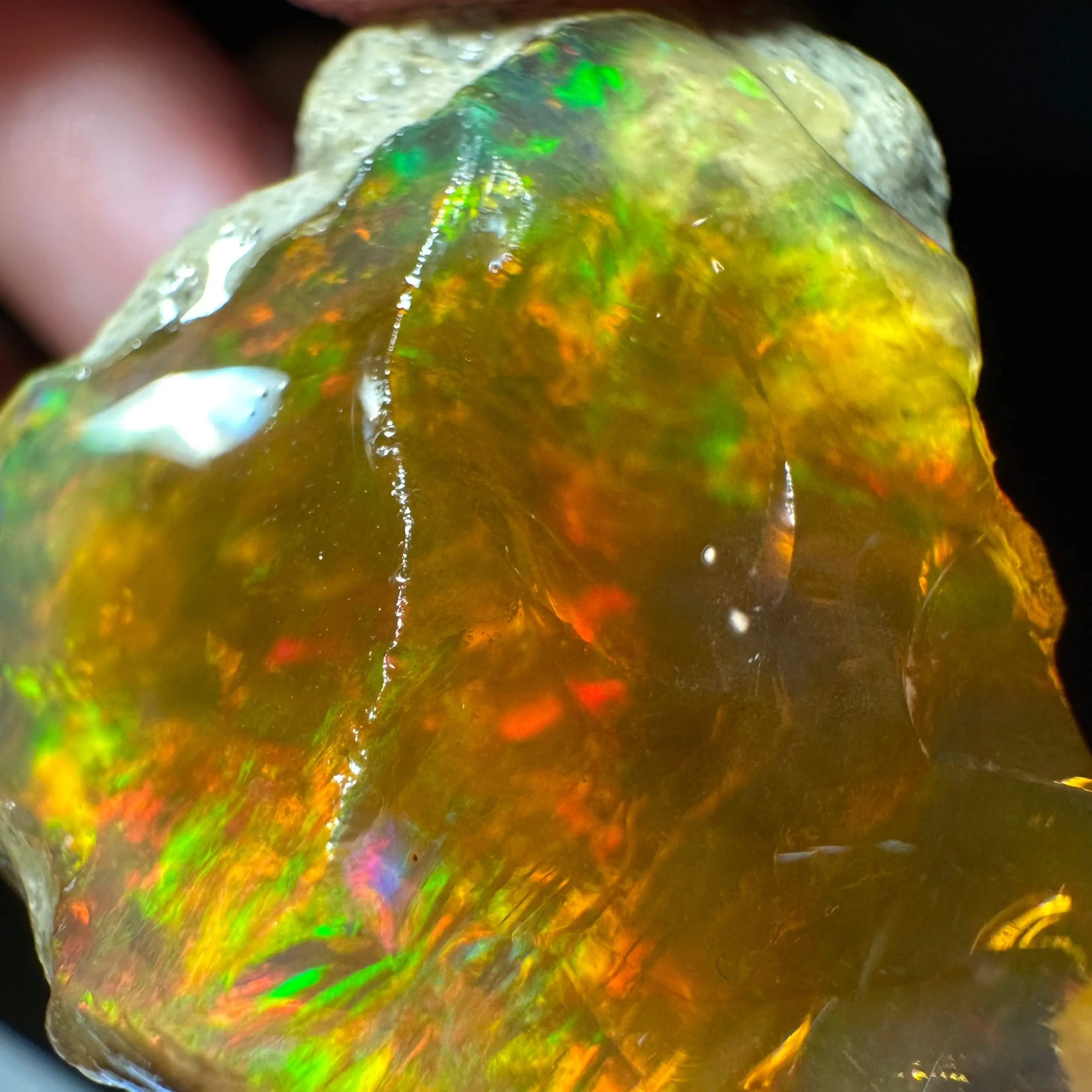 Ethiopian Water Opal Specimen with yellow base color and firework like ...