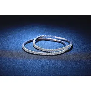 Moissanite S925 Sterling Silver Full Diamond Stretch Bracelet for Men and Women, Simple Starry Sky Design Bracelet for Women